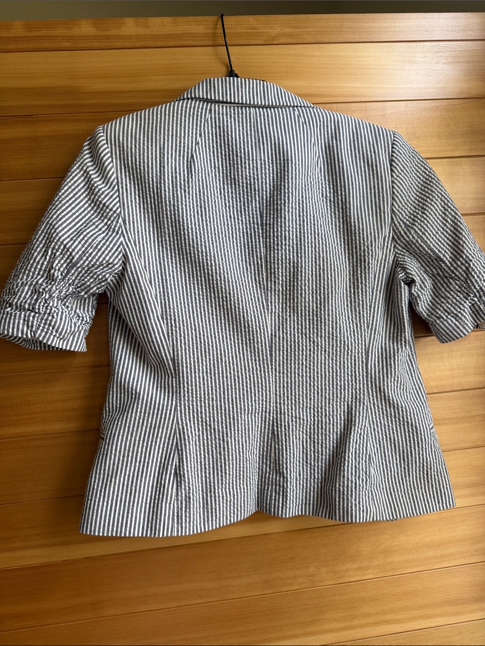 Banana Republic Striped Cotton Seersucker Jacket - Navy & White - Picture 4 of 5